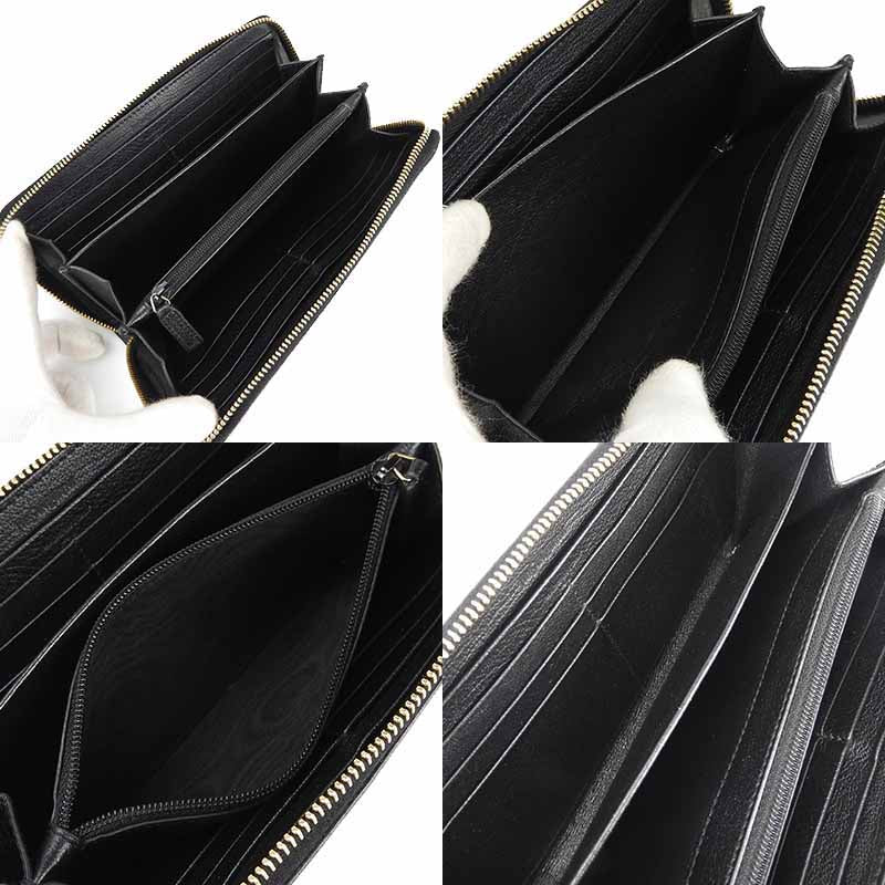 YVES SAINT LAURENT Long Wallet Purse 352904 leather black