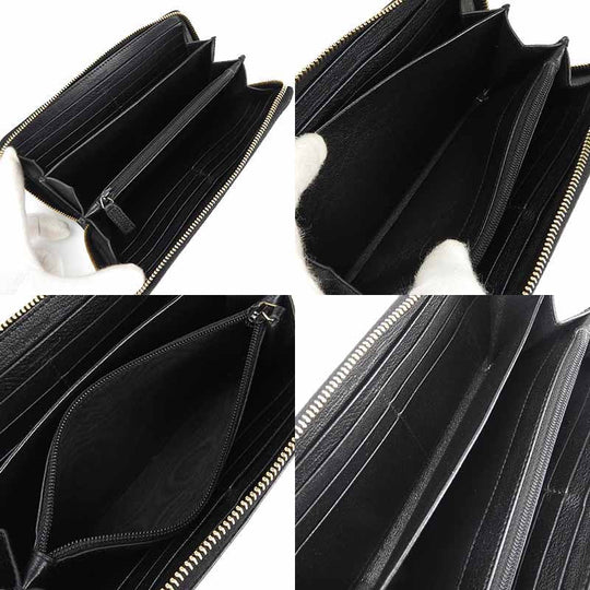 YVES SAINT LAURENT Long Wallet Purse 352904 leather black