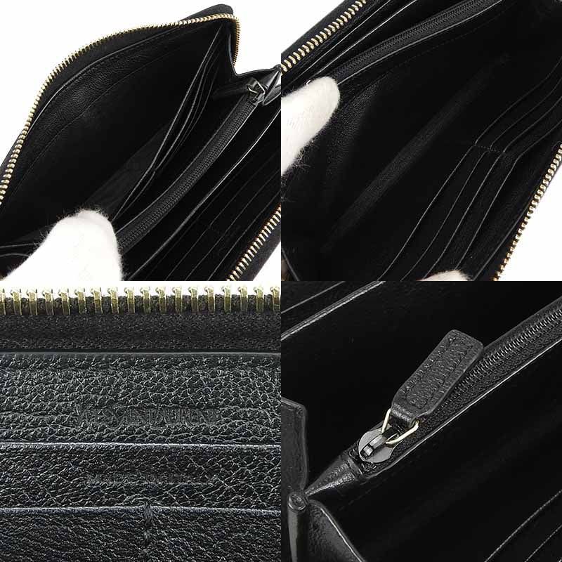 YVES SAINT LAURENT Long Wallet Purse 352904 leather black