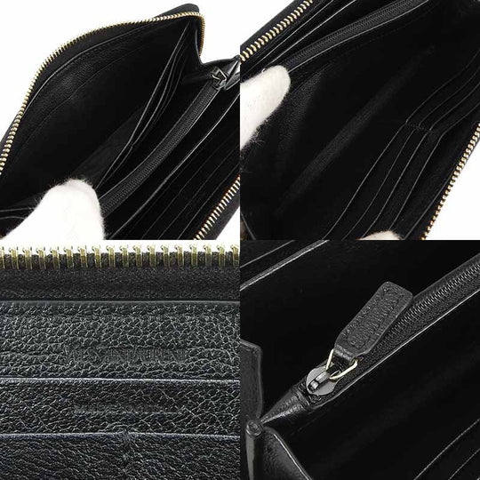 YVES SAINT LAURENT Long Wallet Purse 352904 leather black