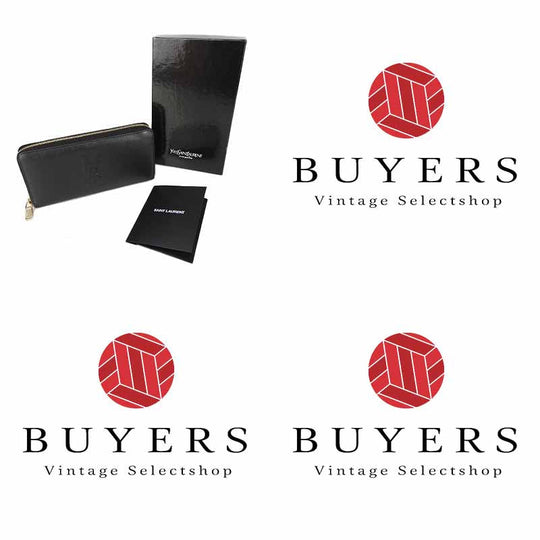 YVES SAINT LAURENT Long Wallet Purse 352904 leather black