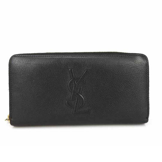YVES SAINT LAURENT Long Wallet Purse 352904 leather black