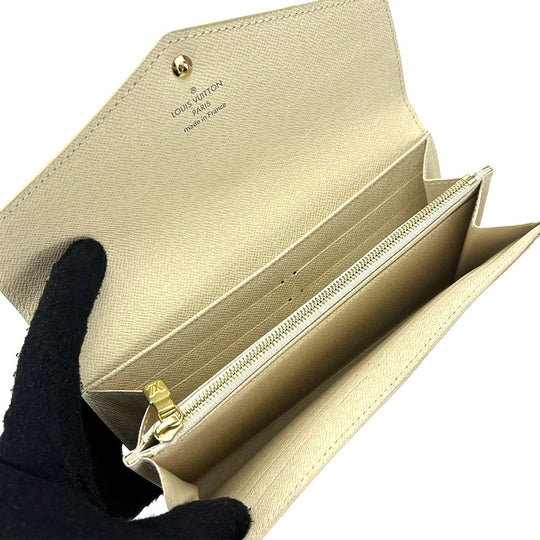 LOUIS VUITTON Long Wallet Purse N63208 Damier Azur white Portefeuille Sarah