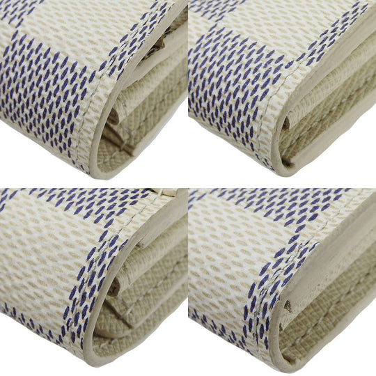 LOUIS VUITTON Long Wallet Purse N63208 Damier Azur white Portefeuille Sarah