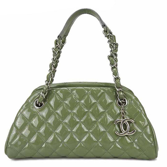 CHANEL Handbag enamel green Mademoiselle Bowling