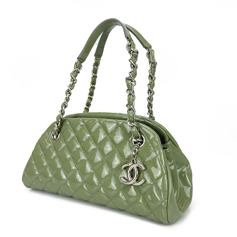 CHANEL Handbag enamel green Mademoiselle Bowling