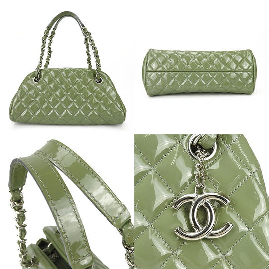 CHANEL Handbag enamel green Mademoiselle Bowling