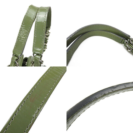 CHANEL Handbag enamel green Mademoiselle Bowling