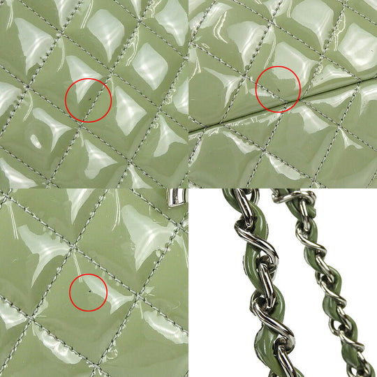 CHANEL Handbag enamel green Mademoiselle Bowling