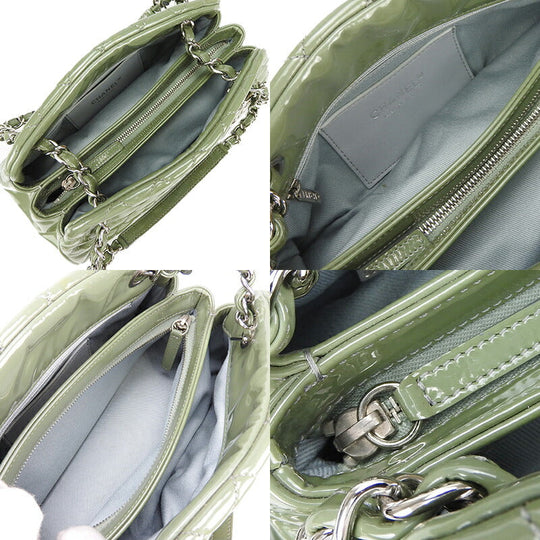 CHANEL Handbag enamel green Mademoiselle Bowling
