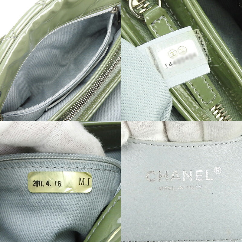 CHANEL Handbag enamel green Mademoiselle Bowling
