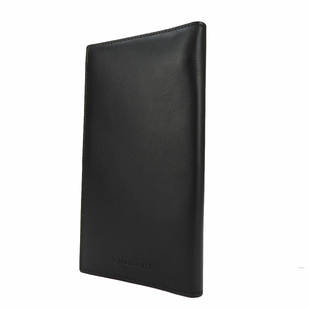 BVLGARI Long Wallet Purse leather black