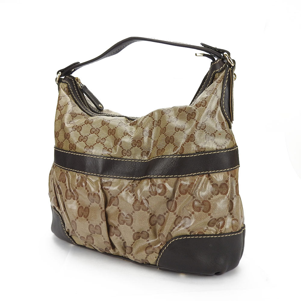 GUCCI Shoulder Bag 223965 Coated canvas beige GG crystal