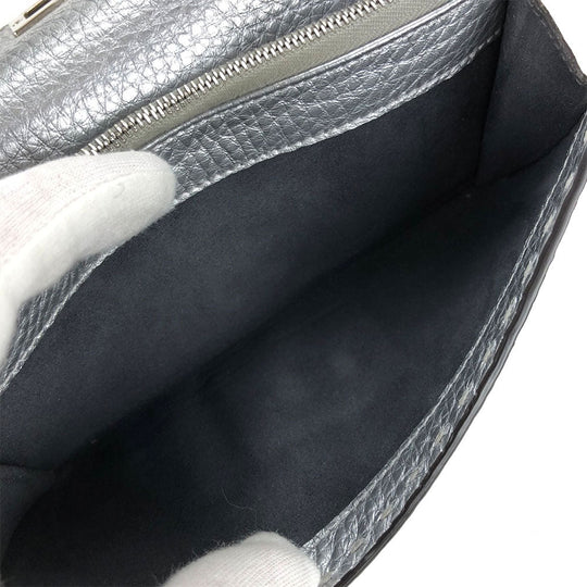 FENDI Long Wallet Purse 8M0308 leather Silver Celeria
