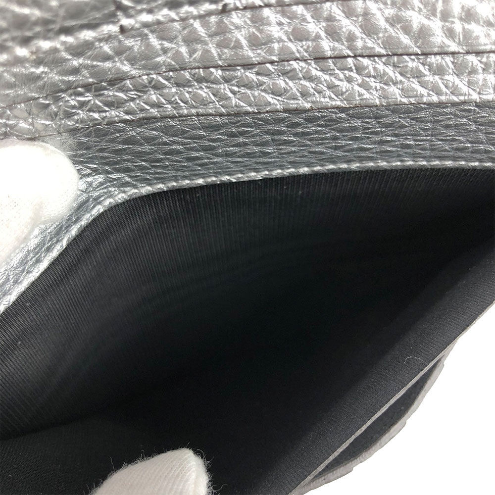 FENDI Long Wallet Purse 8M0308 leather Silver Celeria