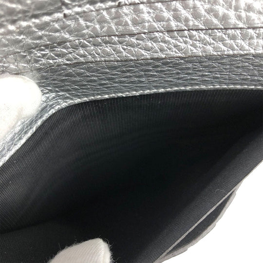 FENDI Long Wallet Purse 8M0308 leather Silver Celeria