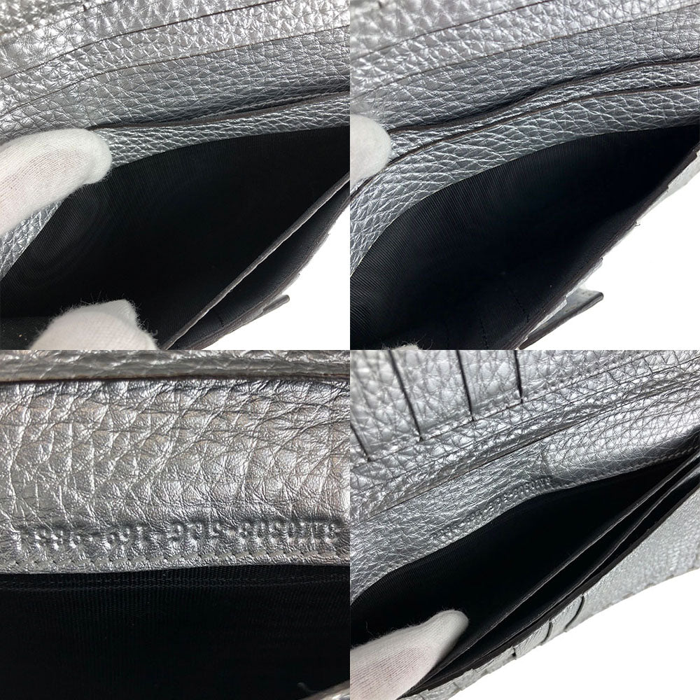 FENDI Long Wallet Purse 8M0308 leather Silver Celeria
