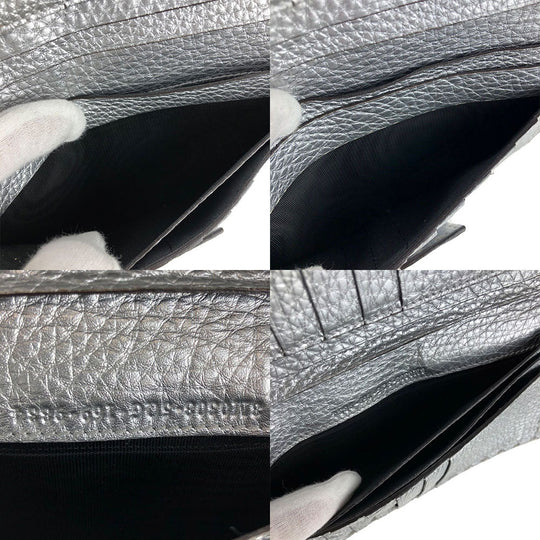 FENDI Long Wallet Purse 8M0308 leather Silver Celeria