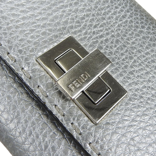 FENDI Long Wallet Purse 8M0308 leather Silver Celeria