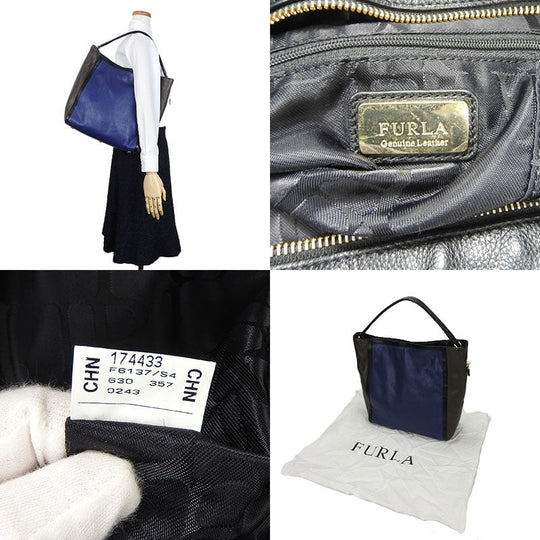 Furla Shoulder Bag leather Navy
