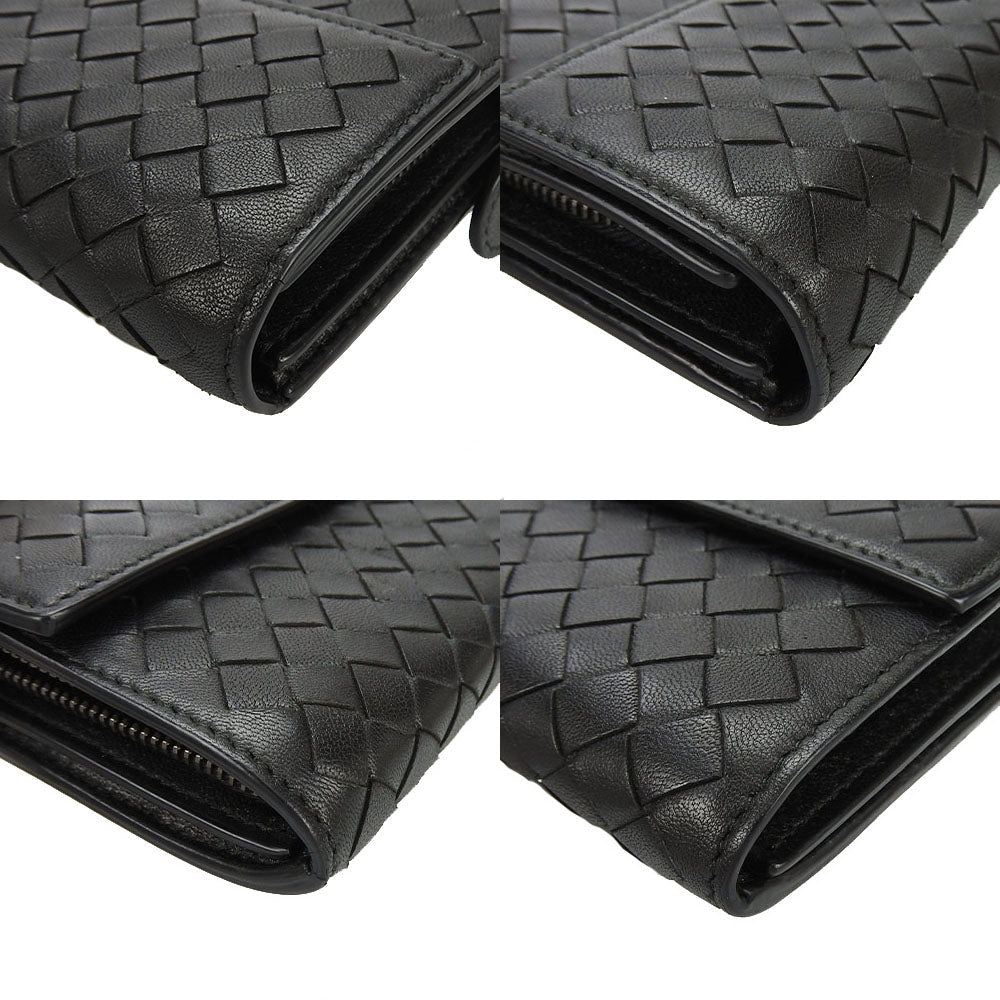 BOTTEGAVENETA Long Wallet Purse leather black