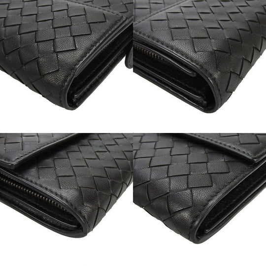 BOTTEGAVENETA Long Wallet Purse leather black
