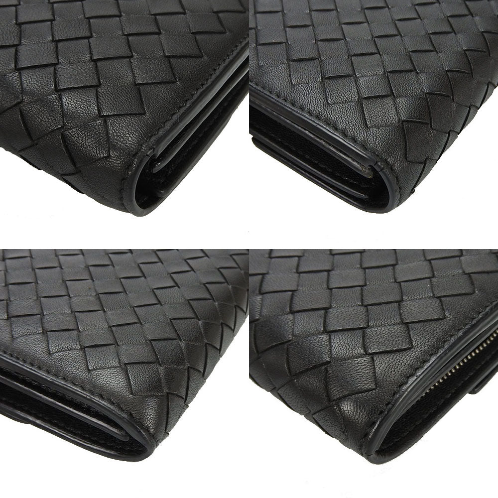 BOTTEGAVENETA Long Wallet Purse leather black