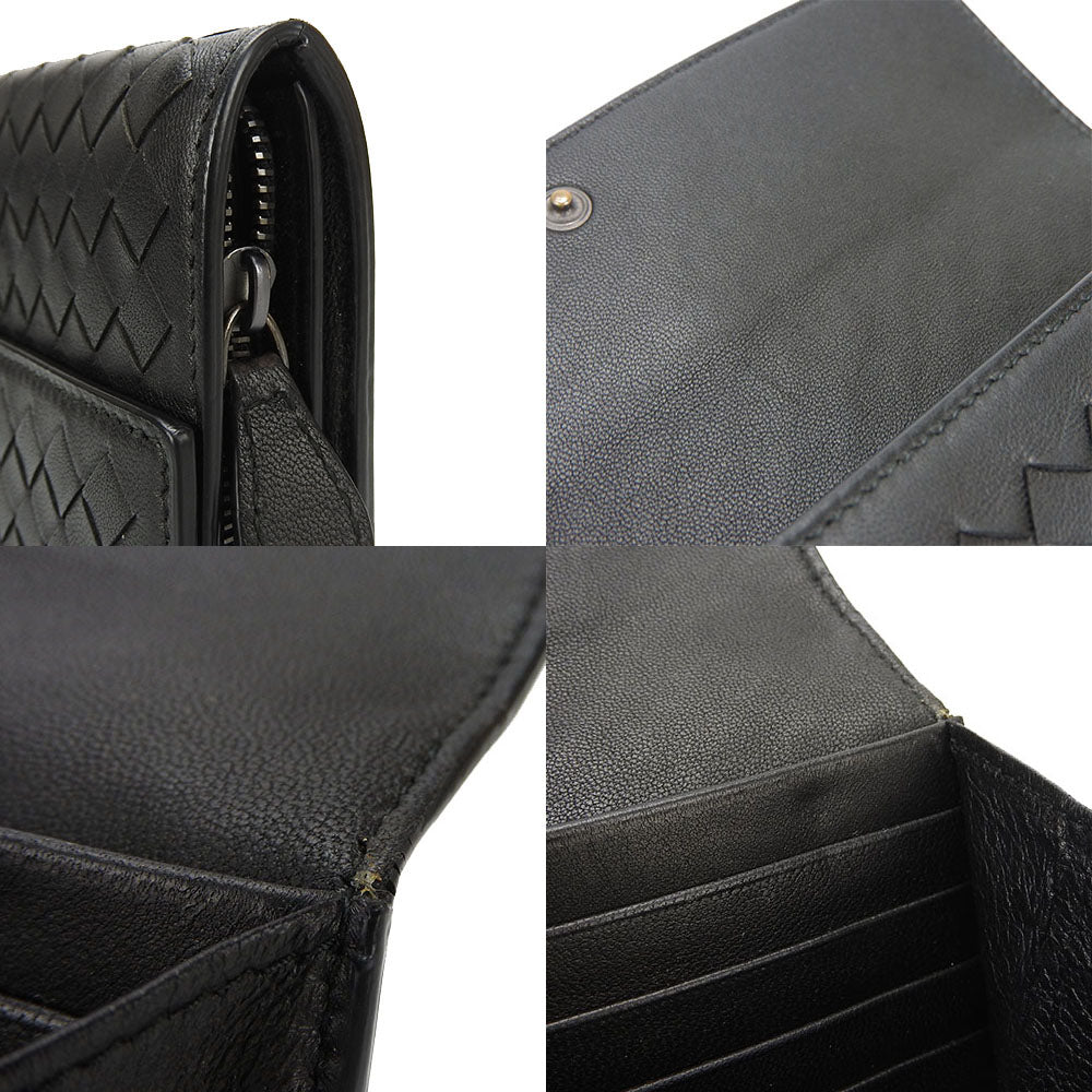 BOTTEGAVENETA Long Wallet Purse leather black