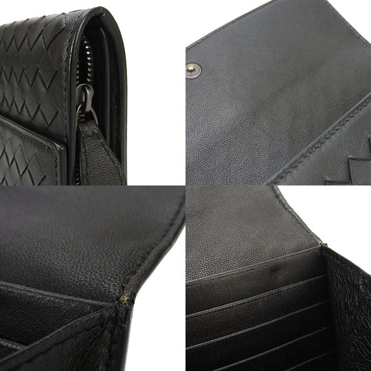 BOTTEGAVENETA Long Wallet Purse leather black