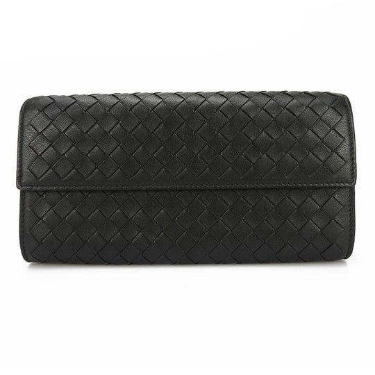 BOTTEGAVENETA Long Wallet Purse leather black