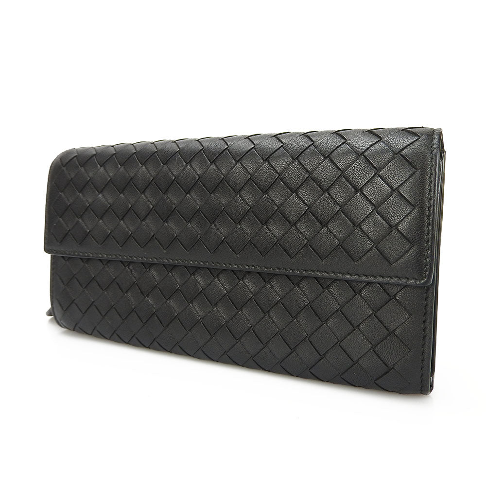 BOTTEGAVENETA Long Wallet Purse leather black