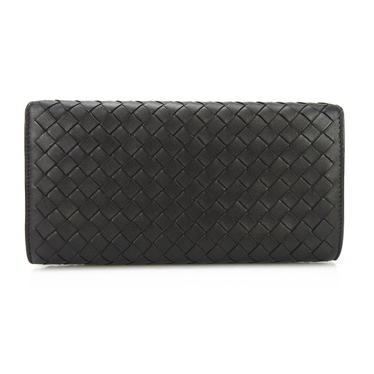BOTTEGAVENETA Long Wallet Purse leather black