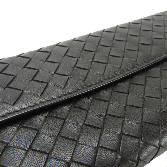 BOTTEGAVENETA Long Wallet Purse leather black