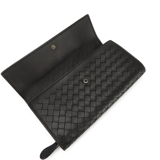 BOTTEGAVENETA Long Wallet Purse leather black