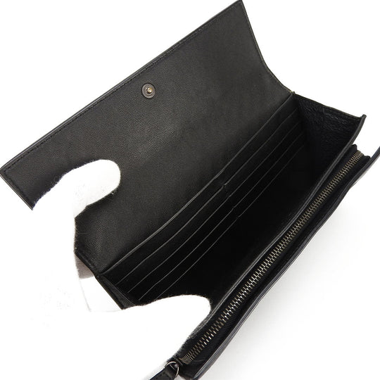 BOTTEGAVENETA Long Wallet Purse leather black