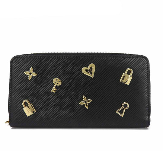 LOUIS VUITTON Long Wallet Purse M63991 Epi Leather Noir Love Lock Zippy Wallet
