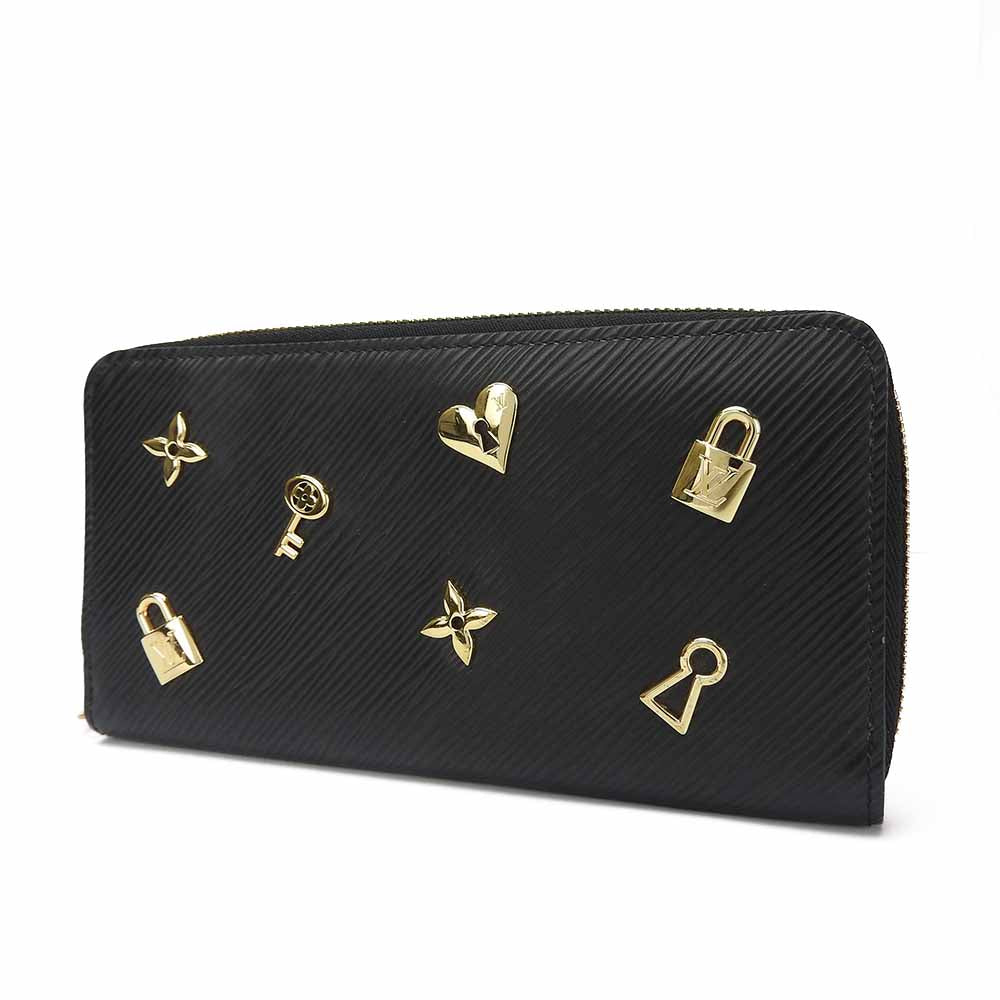 LOUIS VUITTON Long Wallet Purse M63991 Epi Leather Noir Love Lock Zippy Wallet