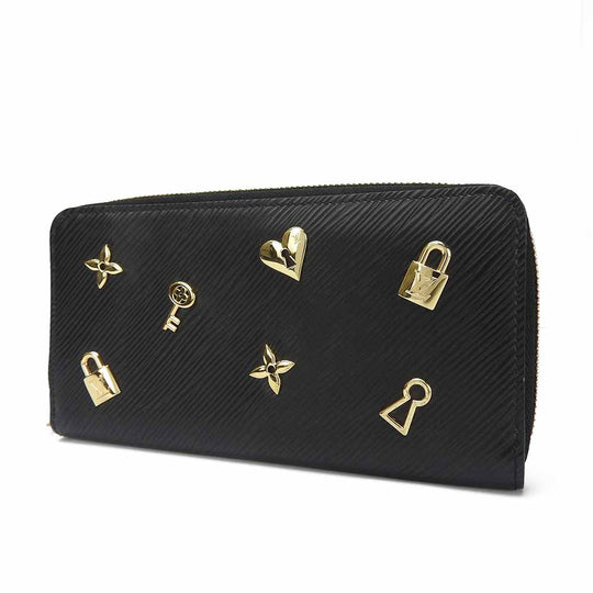 LOUIS VUITTON Long Wallet Purse M63991 Epi Leather Noir Love Lock Zippy Wallet