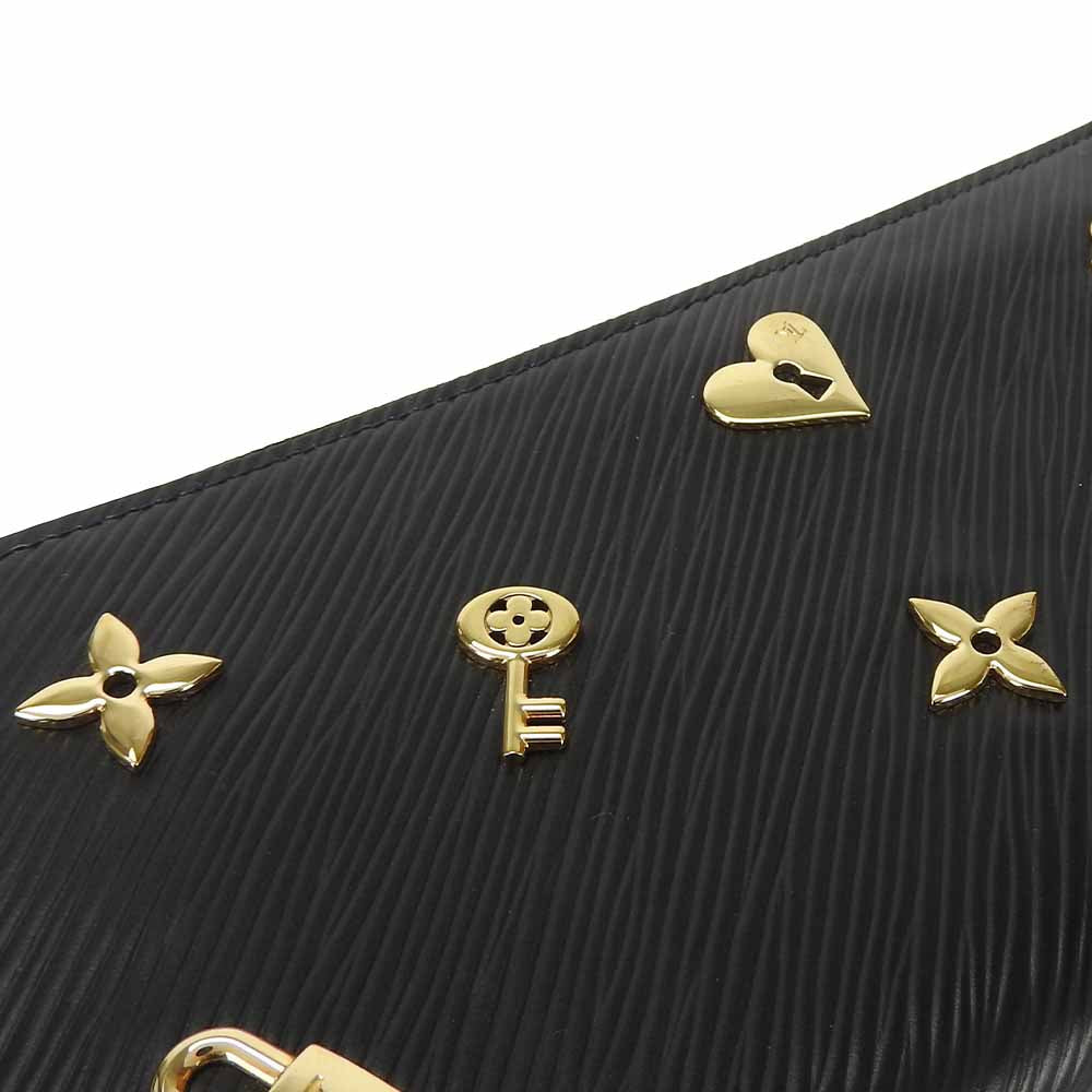 LOUIS VUITTON Long Wallet Purse M63991 Epi Leather Noir Love Lock Zippy Wallet