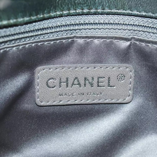 CHANEL Chain Shoulder Bag Patent Leather Black Silver CC