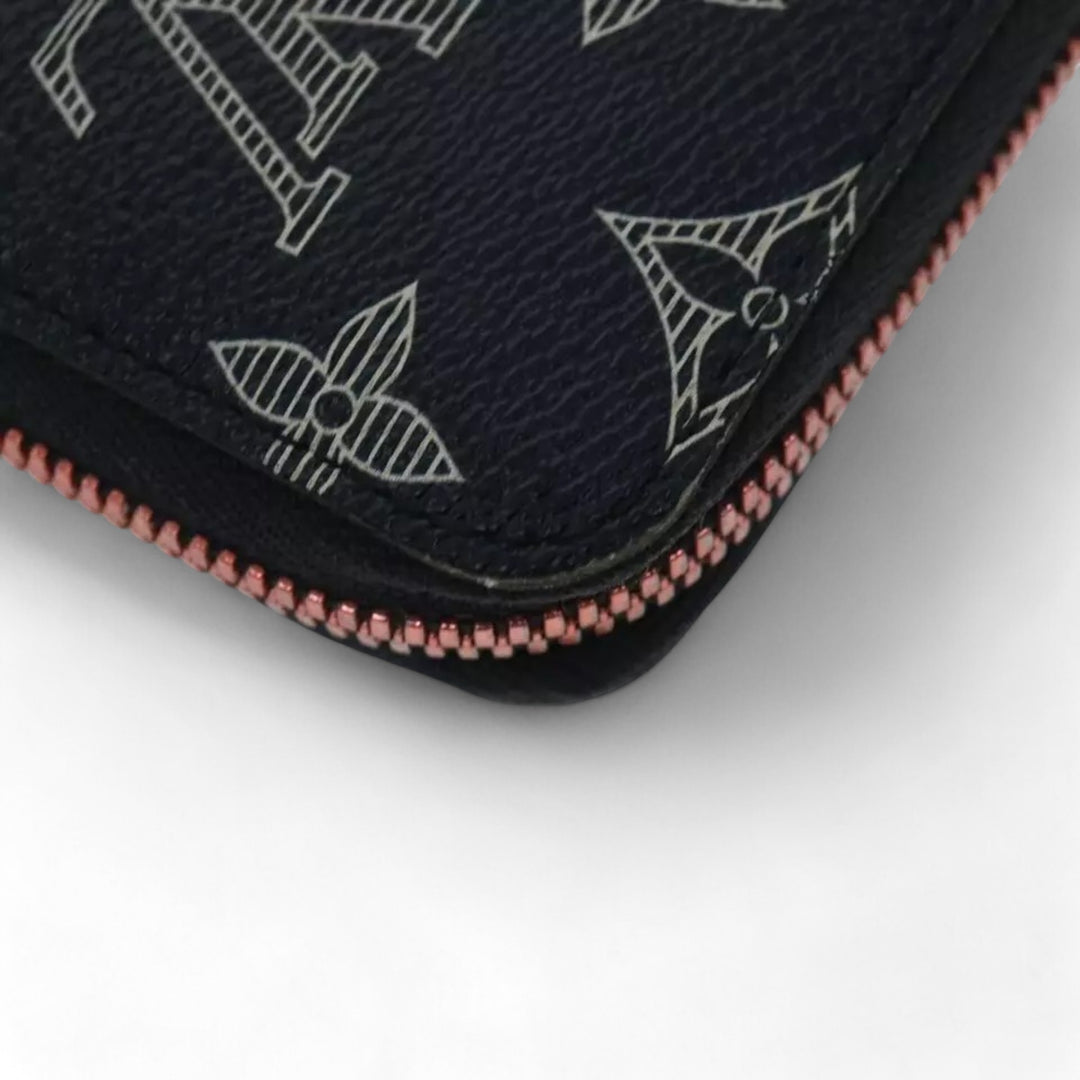 Louis Vuitton Ink Upside Down Zippy Organizer Monogram Canvas Wallet Navy Unisex