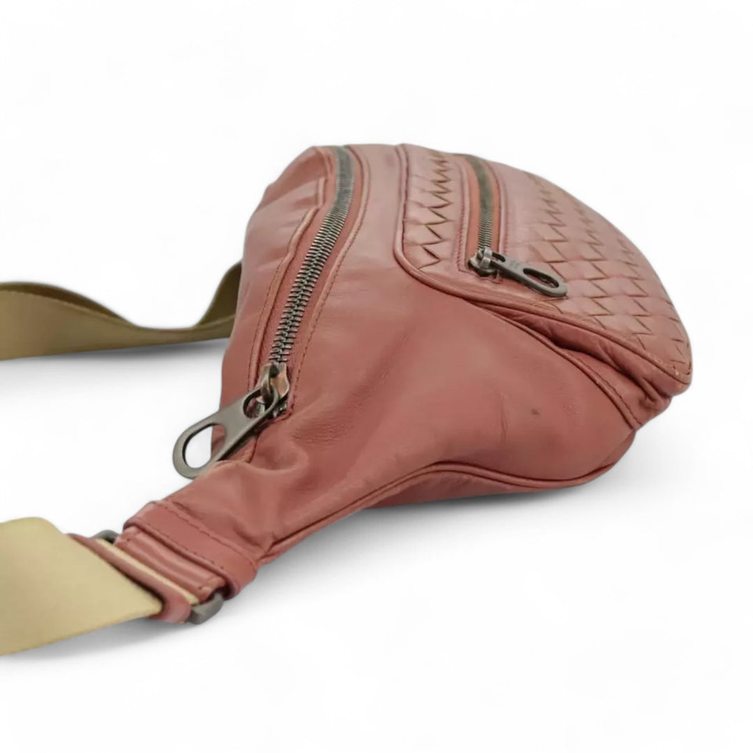 Bottega Veneta Waist Bag Leather Pink Shoulder Strap