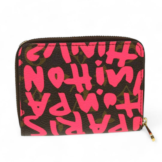 Louis Vuitton Monogram Graffiti Zippy Coin Purse Fuchsia Women's Wallet Brown Pink