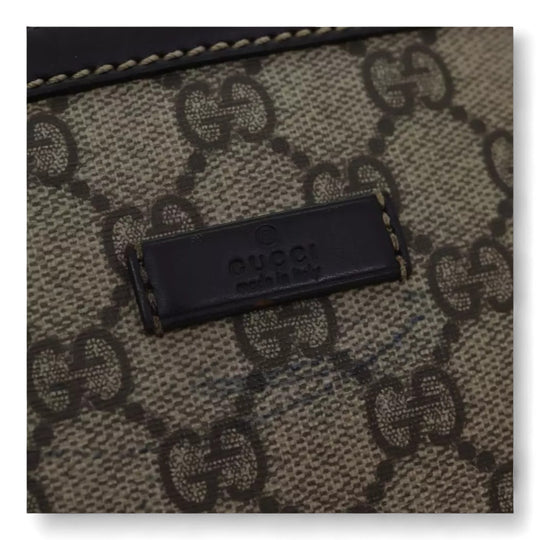 Gucci GG Supreme Body Bag PVC Leather Beige Gold