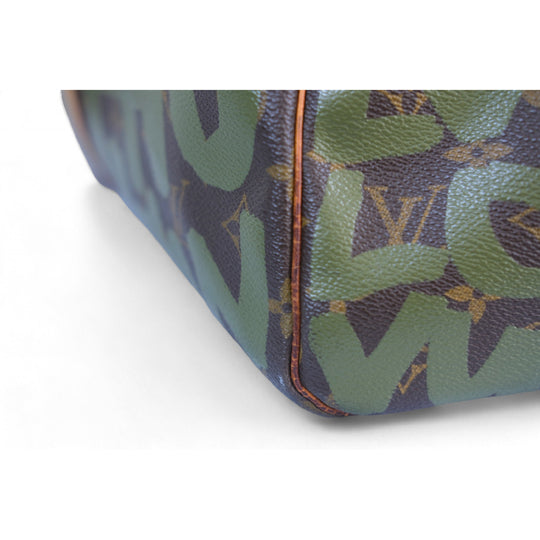 Louis Vuitton Keepall 50 Camo Monogram Canvas Leather Travel Bag Green Brown Unisex