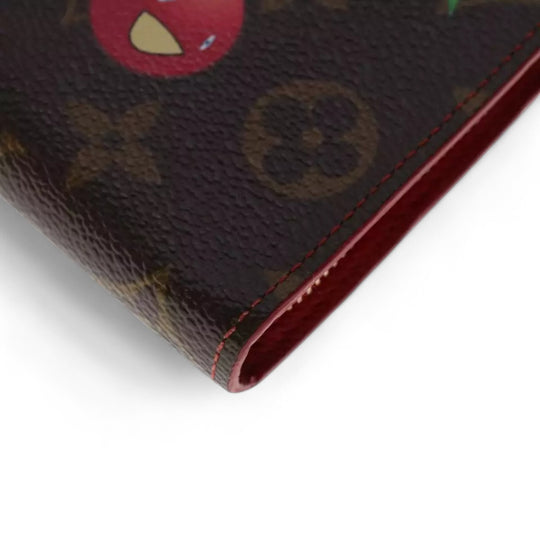 Louis Vuitton Monogram Cherry Porte Monnaie Zip Long Wallet Women's Brown
