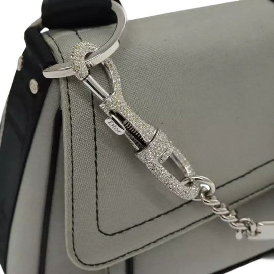 Christian Dior Hardcore Shoulder Bag Canvas Silver Womens Handbag