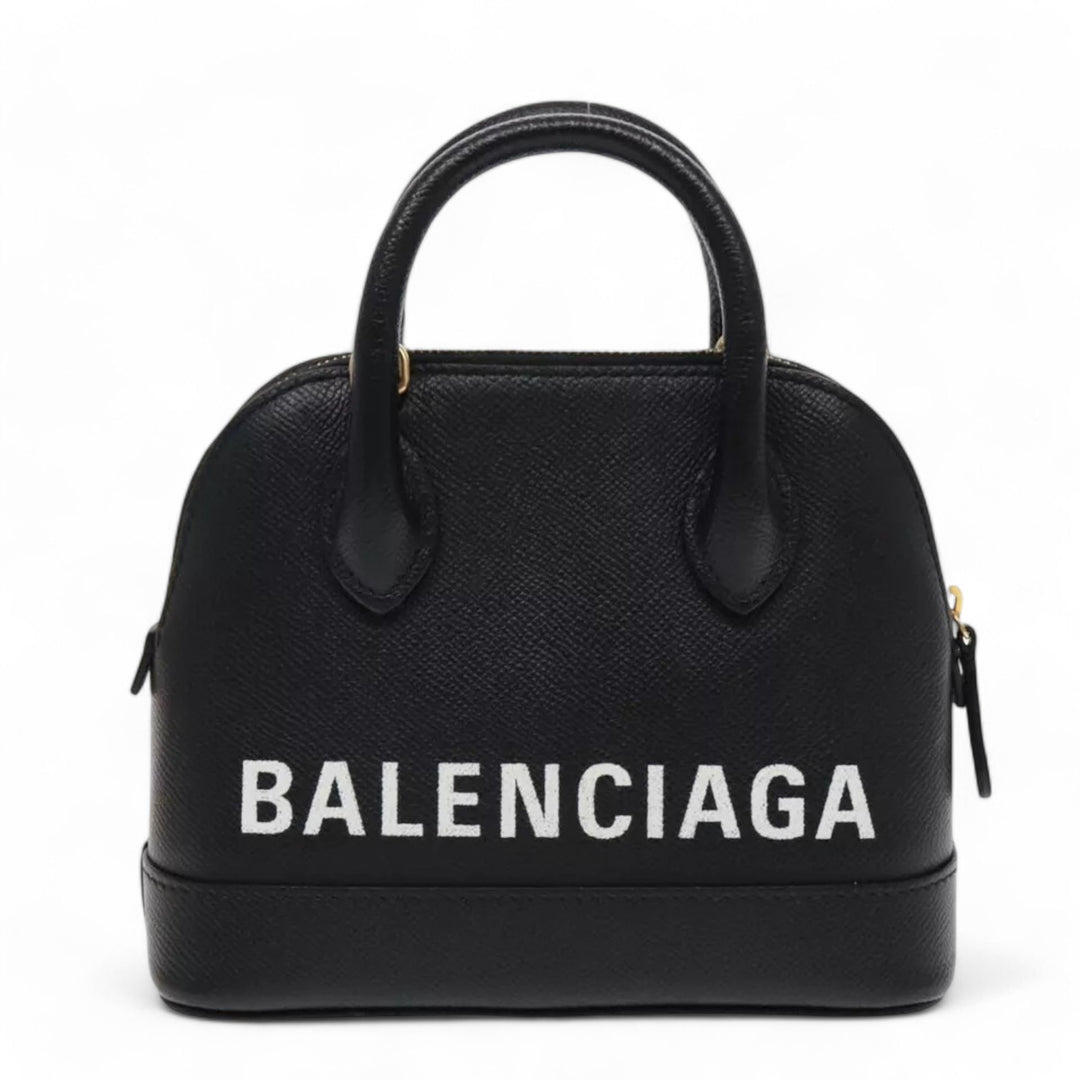 Balenciaga Ville Small Handbag Leather 2way Black Gold Women's Bag with Strap