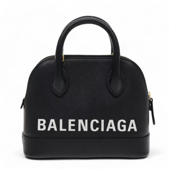 Balenciaga Ville Small Handbag Leather 2way Black Gold Women's Bag with Strap