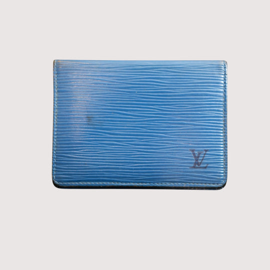 Louis Vuitton Epi Leather Blue Card Holder Wallet Unisex Vintage